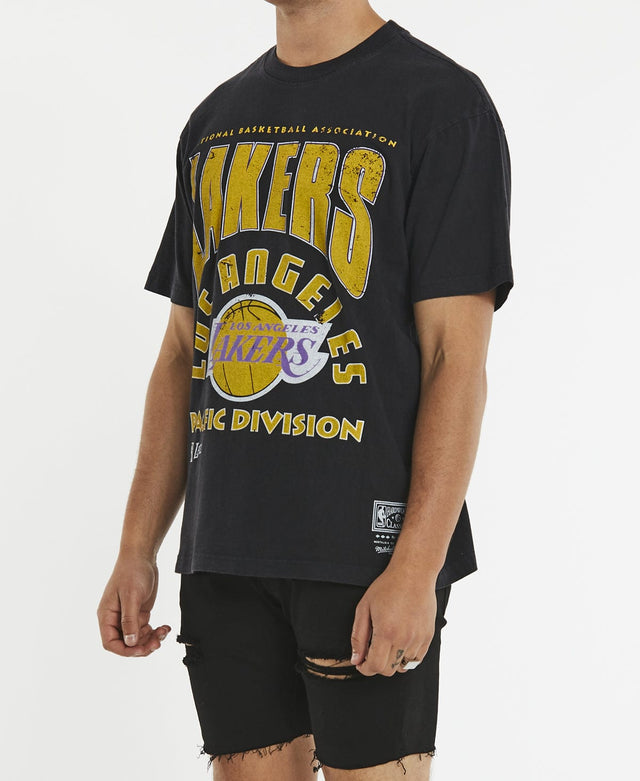 Mitchell & Ness Division Arch Lakers T-Shirt Faded Black
