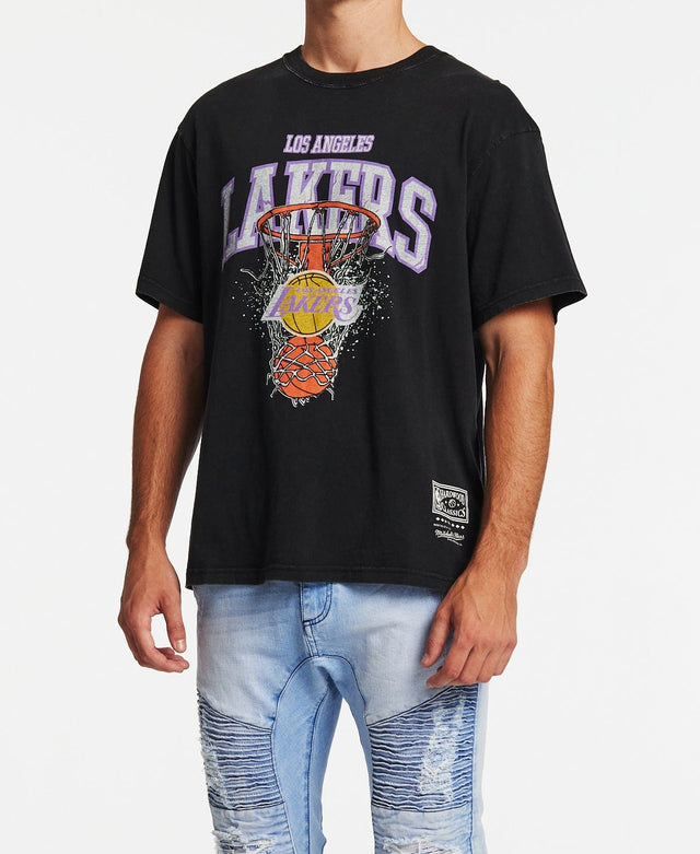 Mitchell & Ness Los Angeles Lakers Vintage Arch Shatter T-Shirt Faded Black