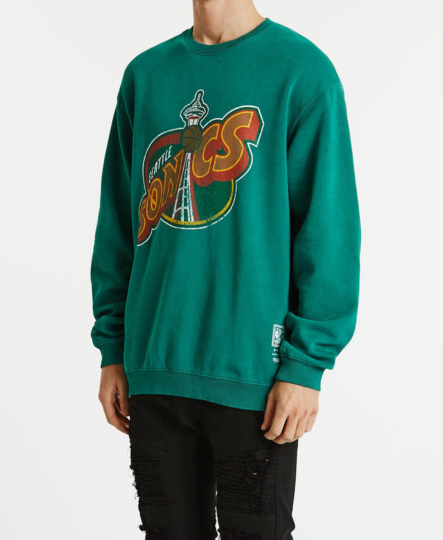Mitchell & Ness Vint HWC Big LG Crew Sonics Faded Green