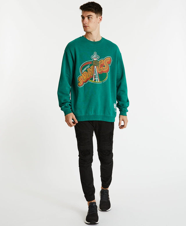 Mitchell & Ness Vint HWC Big LG Crew Sonics Faded Green