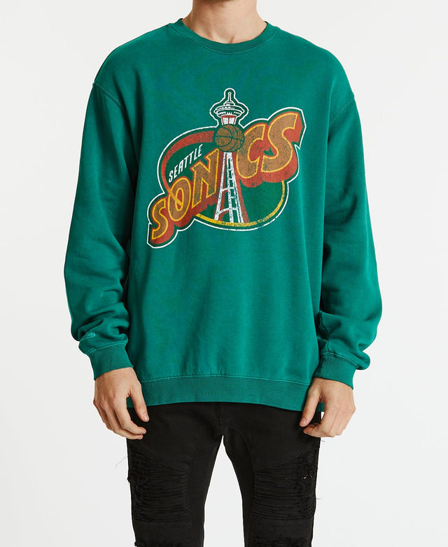 Mitchell & Ness Vint HWC Big LG Crew Sonics Faded Green