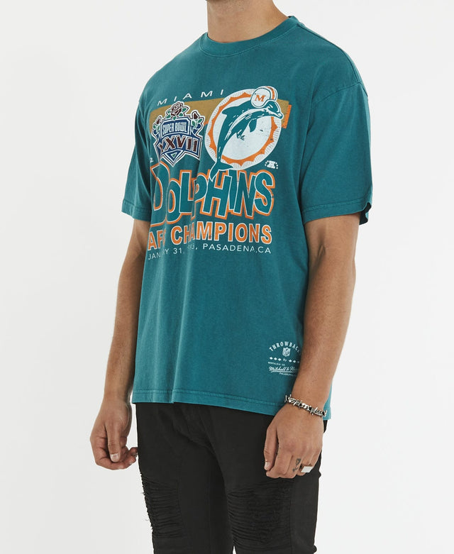 Mitchell & Ness Vintage Superbowl Champion Dolphins T-Shirt Faded Teal