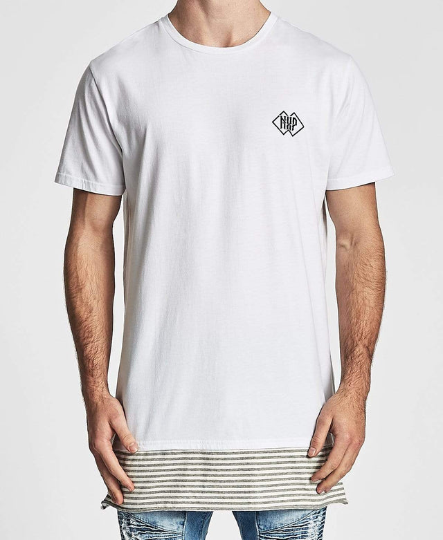 Nena & Pasadena Believe Layered Hem T-Shirt White