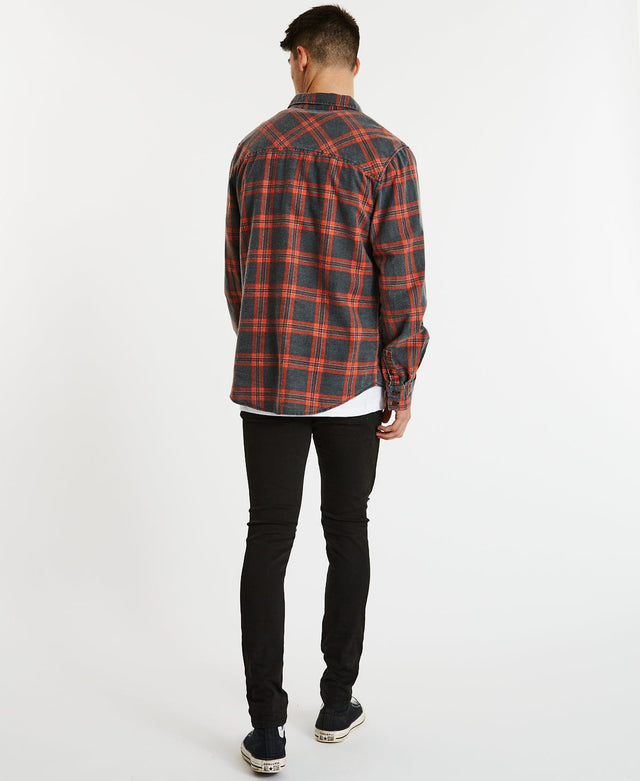 Nena & Pasadena Charge Casual Long Sleeve Shirt Black/Red Check