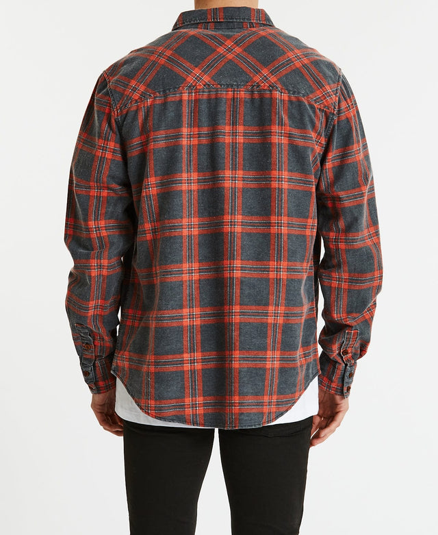 Nena & Pasadena Charge Casual Long Sleeve Shirt Black/Red Check
