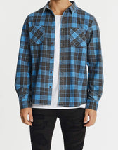 Charge Casual Long Sleeve Shirt Blue Charcoal Check