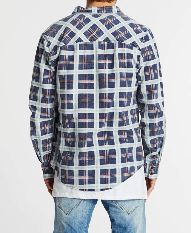Nena & Pasadena Charge Long Sleeve Shirt Navy/Ginger Check