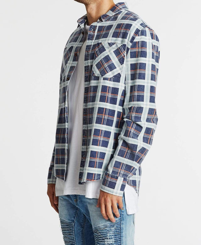 Nena & Pasadena Charge Long Sleeve Shirt Navy/Ginger Check