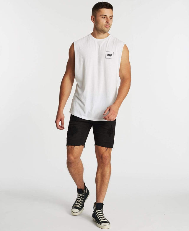 Nena & Pasadena Choices Scoop Back Muscle Tee White