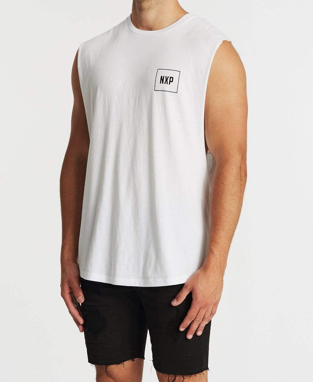 Nena & Pasadena Choices Scoop Back Muscle Tee White