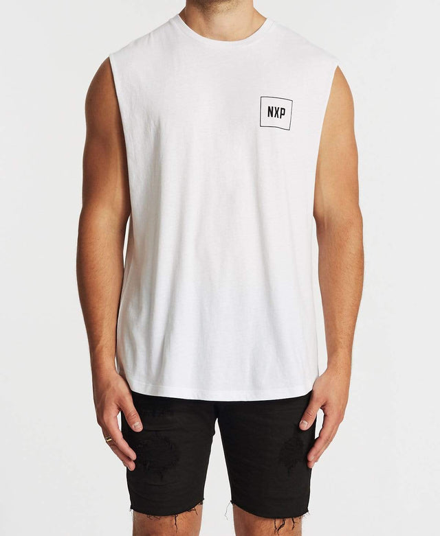 Nena & Pasadena Choices Scoop Back Muscle Tee White