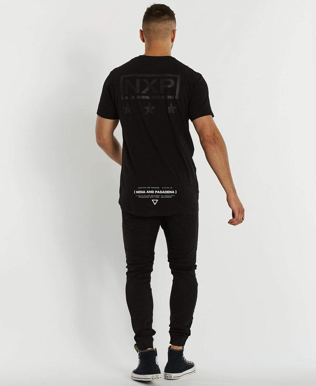 Nena & Pasadena Collapse Scoop Back T-Shirt Jet Black