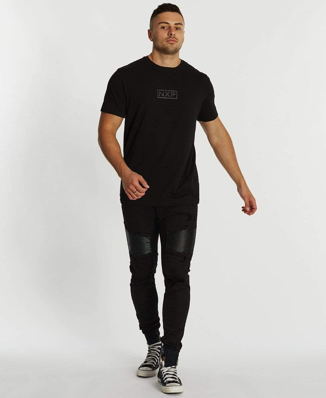 Nena & Pasadena Collapse Scoop Back T-Shirt Jet Black