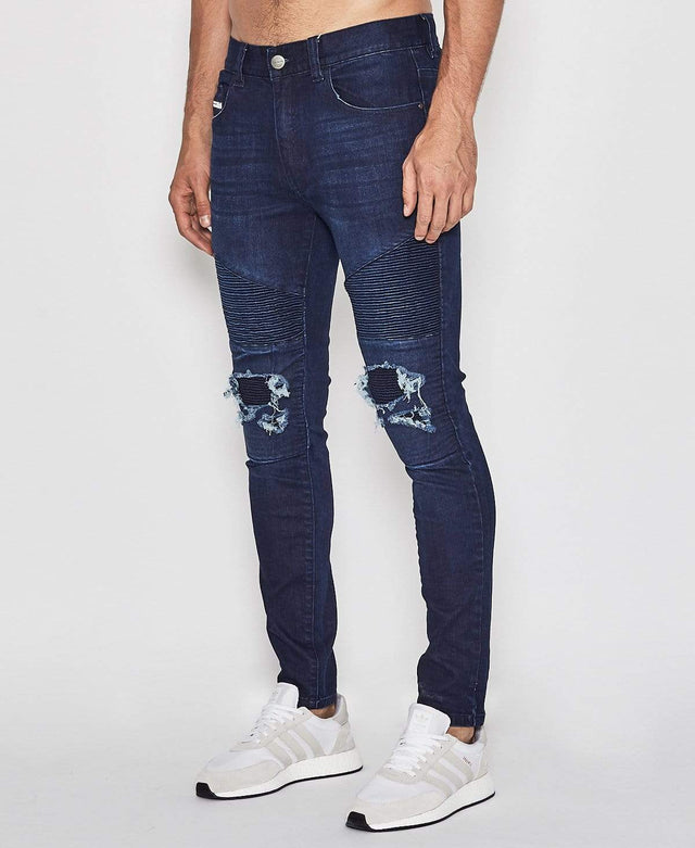 Nena & Pasadena Combination Biker Jeans Midnight Trash