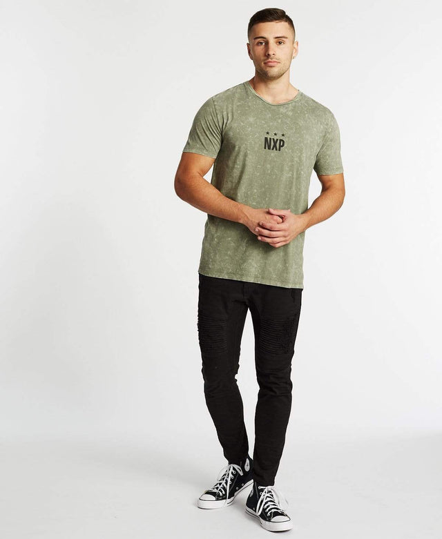 Nena & Pasadena Darkest Days Scoop Back T-Shirt Acid Khaki