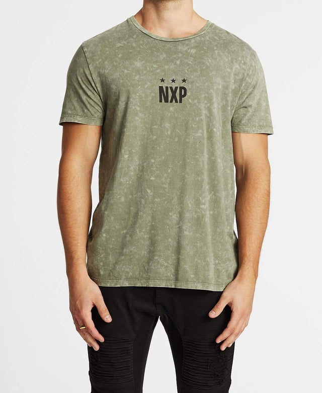 Nena & Pasadena Darkest Days Scoop Back T-Shirt Acid Khaki