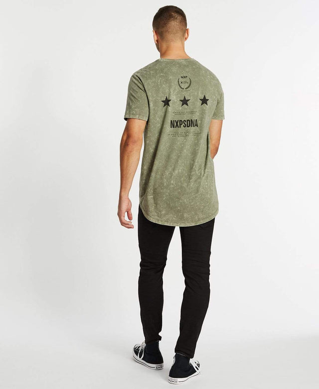 Nena & Pasadena Darkest Days Scoop Back T-Shirt Acid Khaki