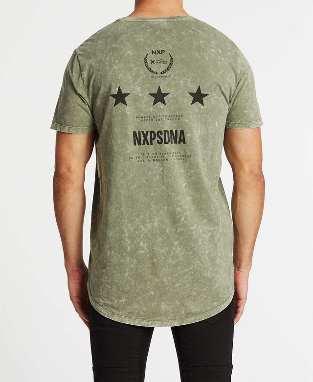 Nena & Pasadena Darkest Days Scoop Back T-Shirt Acid Khaki