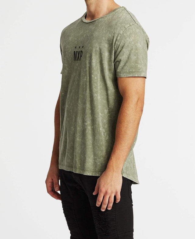 Nena & Pasadena Darkest Days Scoop Back T-Shirt Acid Khaki