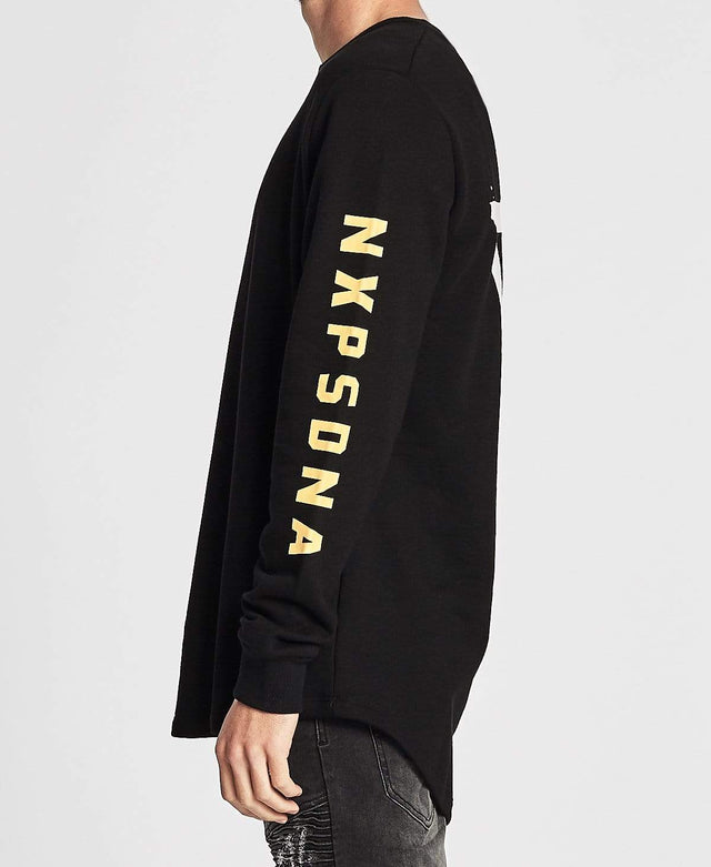 Nena & Pasadena Darkside Curved Hem Jumper Jet Black