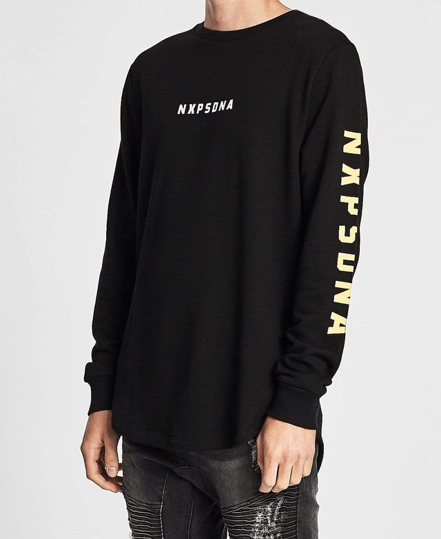 Nena & Pasadena Darkside Curved Hem Jumper Jet Black