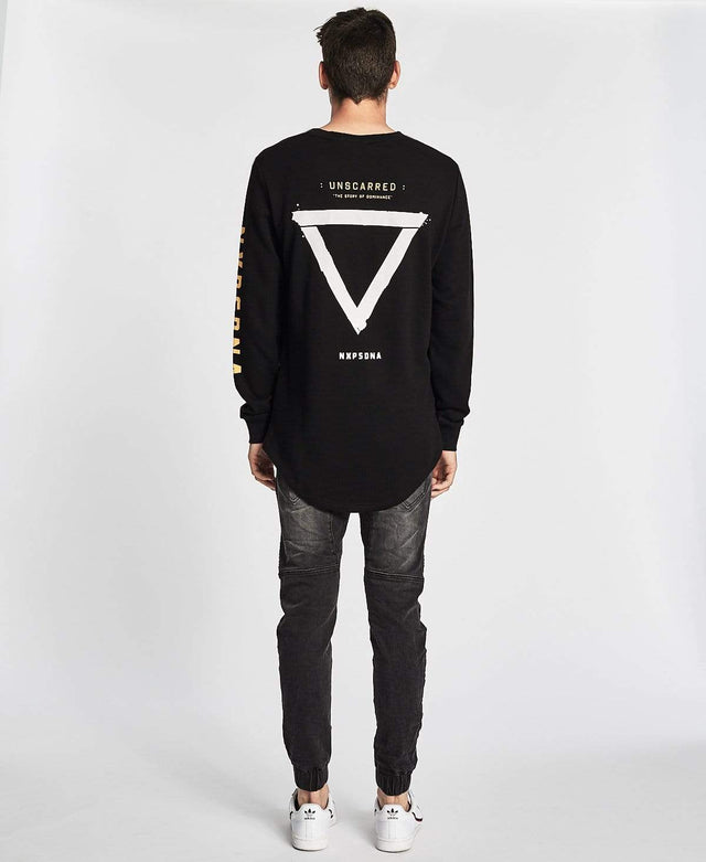 Nena & Pasadena Darkside Curved Hem Jumper Jet Black