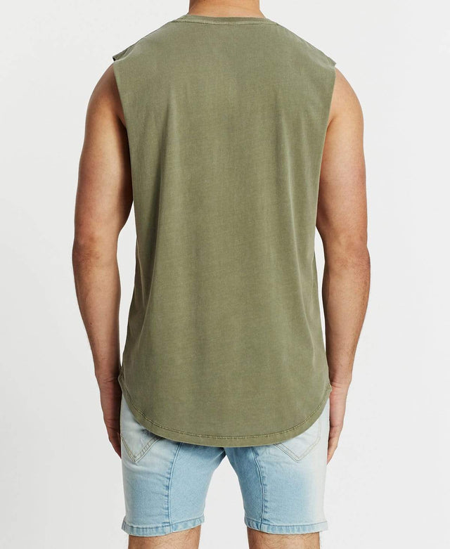 Nena & Pasadena Decade Scoop Back Muscle Tee Pigment Khaki