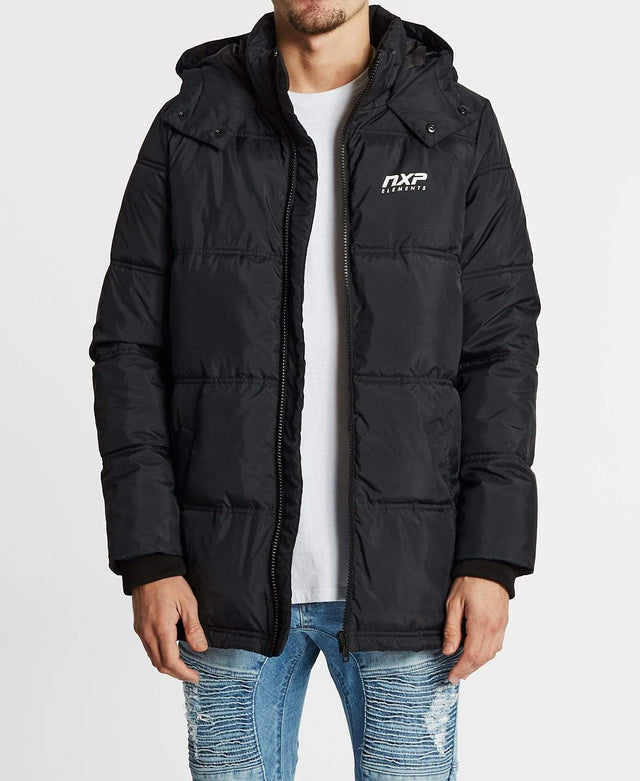 Nena & Pasadena Earthquake Hooded Puffer Jacket Jet Black