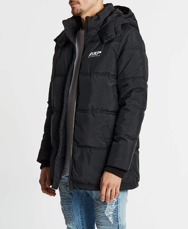 Nena & Pasadena Earthquake Hooded Puffer Jacket Jet Black