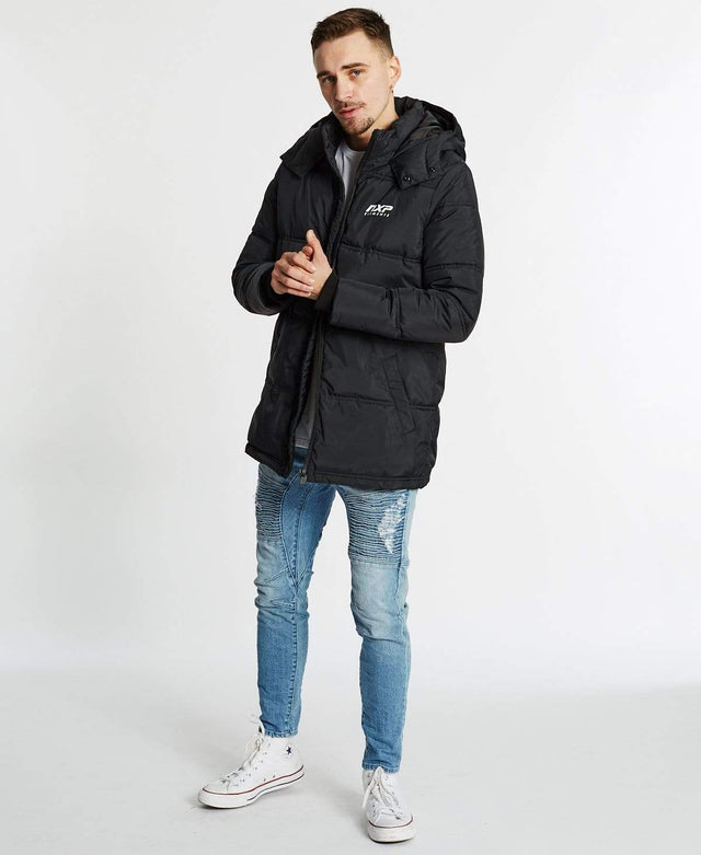 Nena & Pasadena Earthquake Hooded Puffer Jacket Jet Black