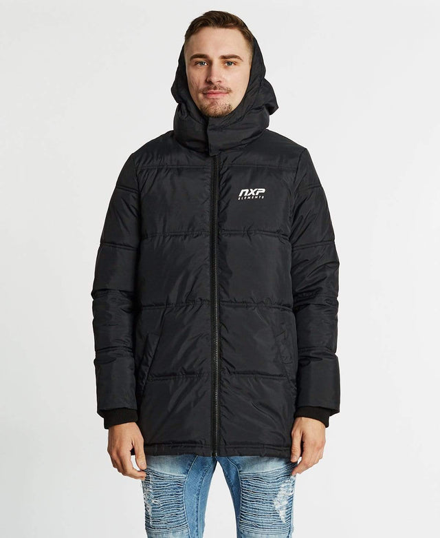 Nena & Pasadena Earthquake Hooded Puffer Jacket Jet Black