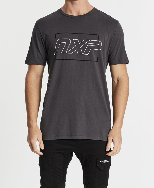 Nena & Pasadena Elements Step Hem T-Shirt Charcoal