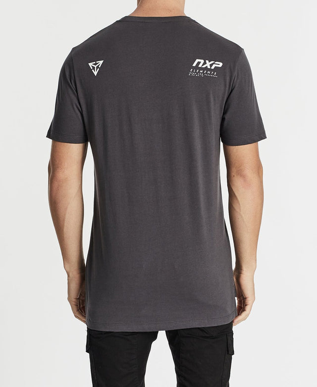 Nena & Pasadena Elements Step Hem T-Shirt Charcoal