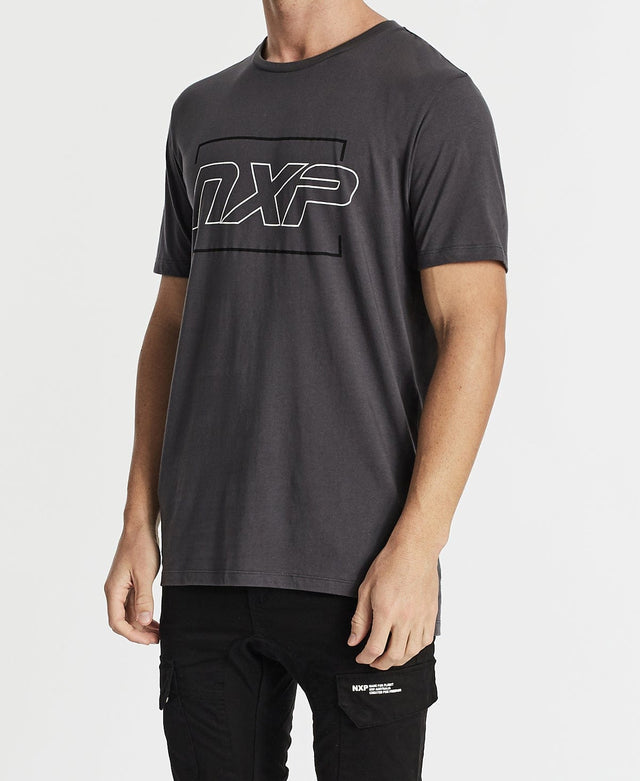 Nena & Pasadena Elements Step Hem T-Shirt Charcoal