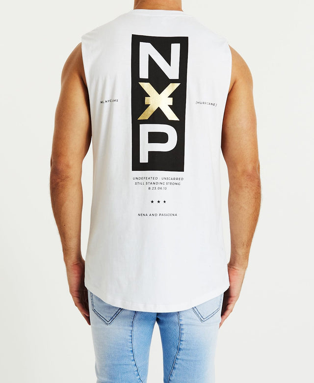 Nena & Pasadena Hurricane Scoop Back Muscle Tee White