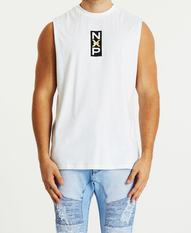 Nena & Pasadena Hurricane Scoop Back Muscle Tee White