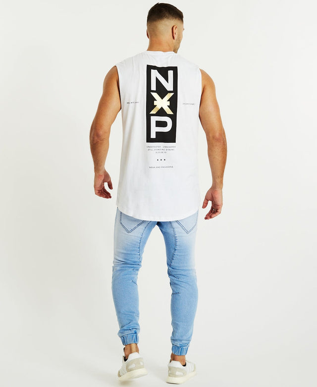 Nena & Pasadena Hurricane Scoop Back Muscle Tee White