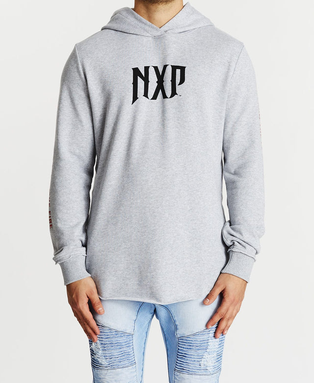Nena & Pasadena Idolize Dual Curved Hoodie Grey Marle
