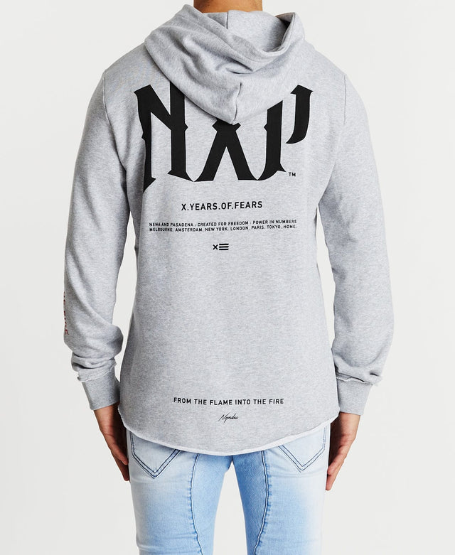 Nena & Pasadena Idolize Dual Curved Hoodie Grey Marle