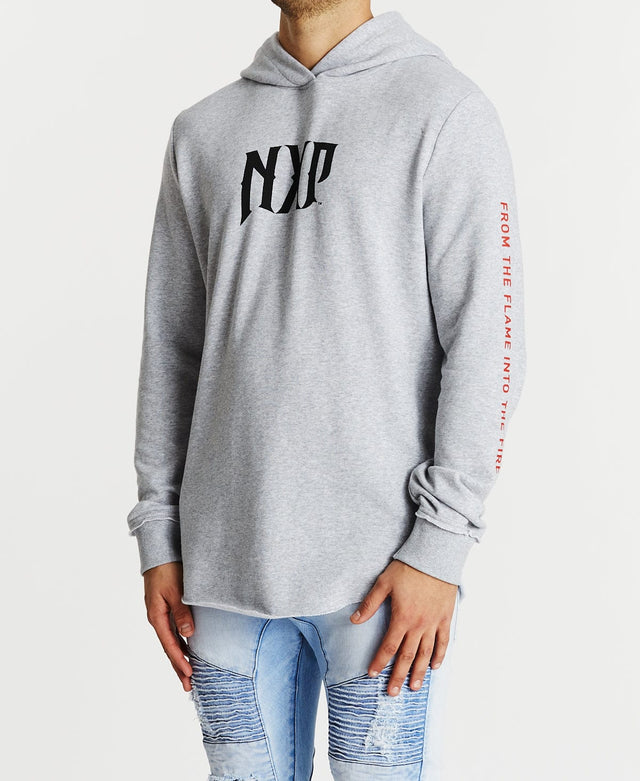 Nena & Pasadena Idolize Dual Curved Hoodie Grey Marle