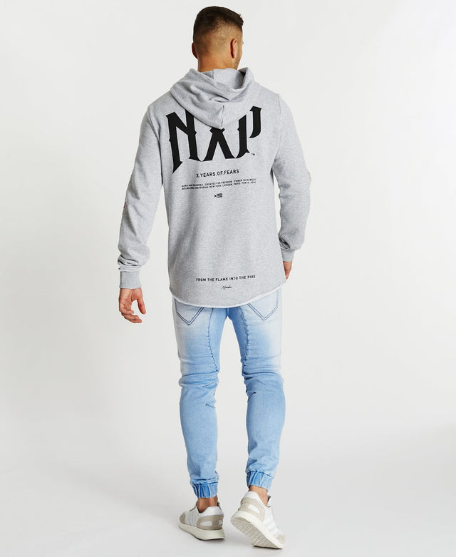 Nena & Pasadena Idolize Dual Curved Hoodie Grey Marle