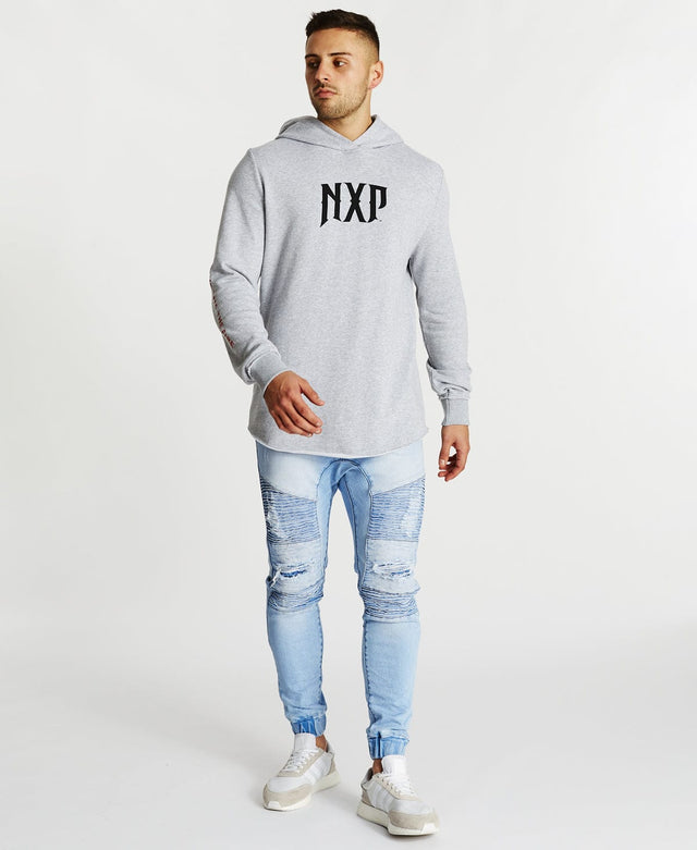 Nena & Pasadena Idolize Dual Curved Hoodie Grey Marle