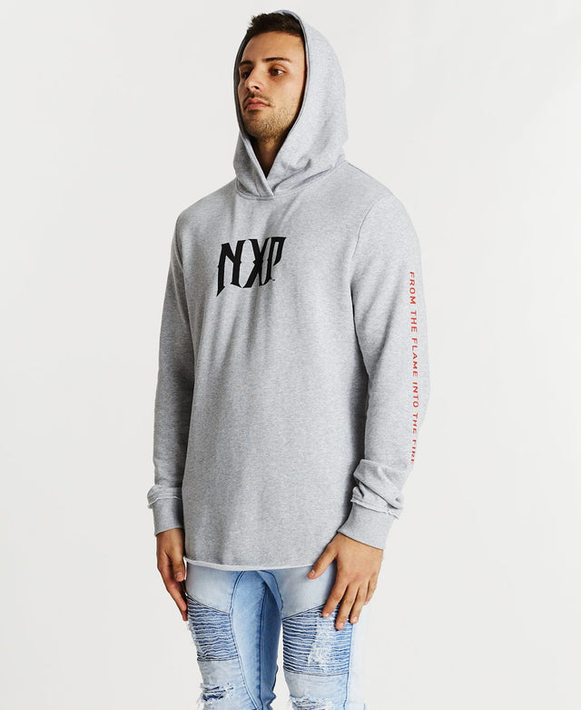 Nena & Pasadena Idolize Dual Curved Hoodie Grey Marle