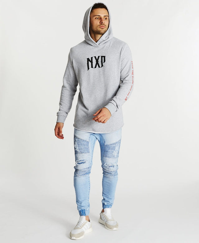 Nena & Pasadena Idolize Dual Curved Hoodie Grey Marle