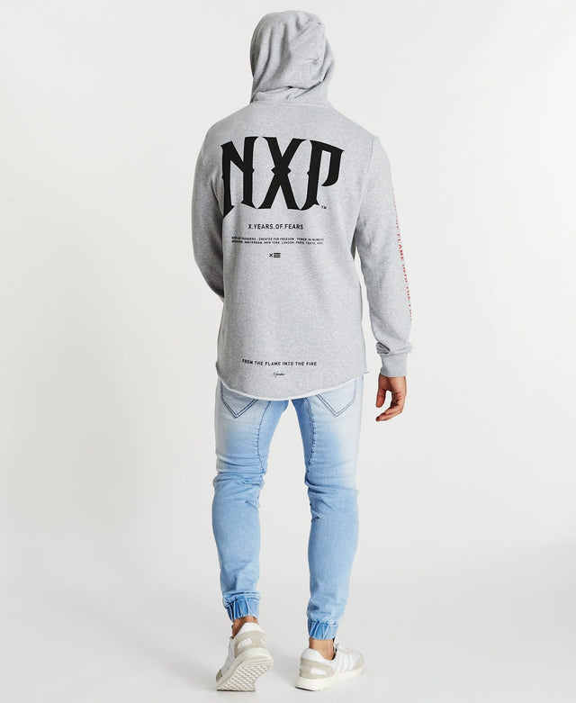 Nena & Pasadena Idolize Dual Curved Hoodie Grey Marle
