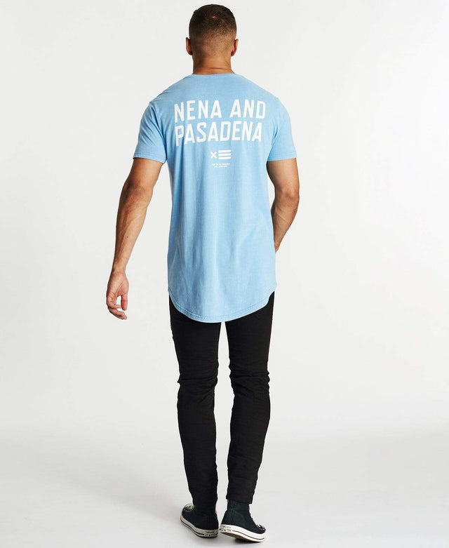 Nena & Pasadena Machinery Scoop Back T-Shirt Acid Azure Blue