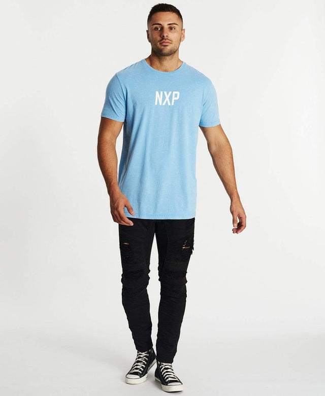 Nena & Pasadena Machinery Scoop Back T-Shirt Acid Azure Blue