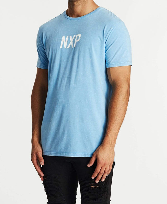 Nena & Pasadena Machinery Scoop Back T-Shirt Acid Azure Blue