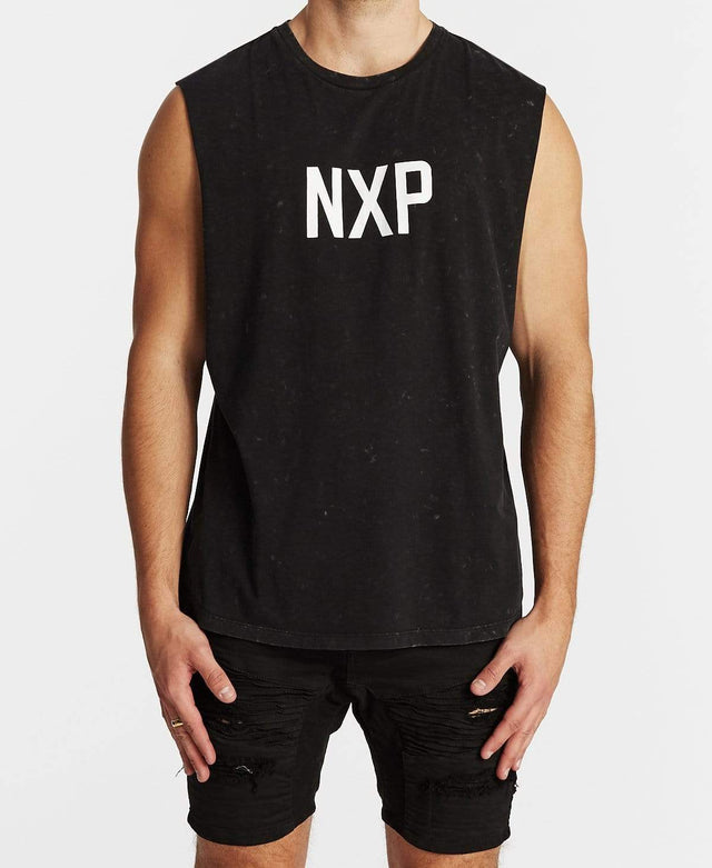 Nena & Pasadena Outburst Scoop Back Muscle Tee Acid Black