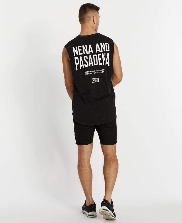 Nena & Pasadena Outburst Scoop Back Muscle Tee Acid Black